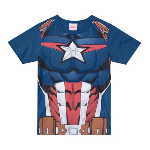 Camiseta Infantil Menino Capitão América Azul - Brandili