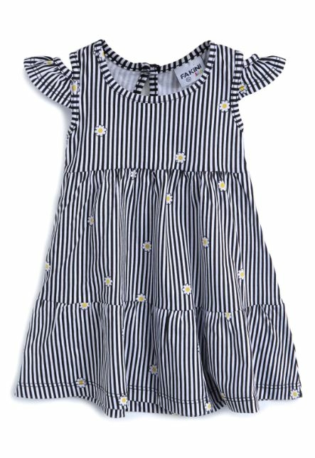 Vestido Bebê Listrado Preto / Branco P - Fakini