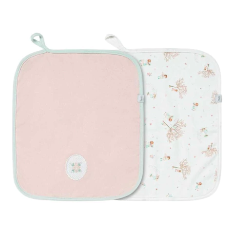 Kit 2 Babinhas Paninho Boca Bebê Cerejeira Rosa Pêssego -Hug