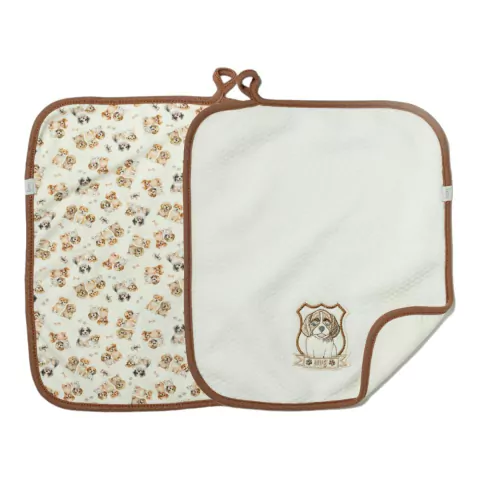 Kit 2 Babinhas Paninho de Boca Matelasse Doguinhos Bege -Hug