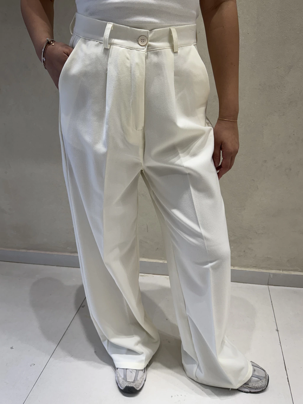 Pantalón Lily 1 Pliegue SS25 Crema