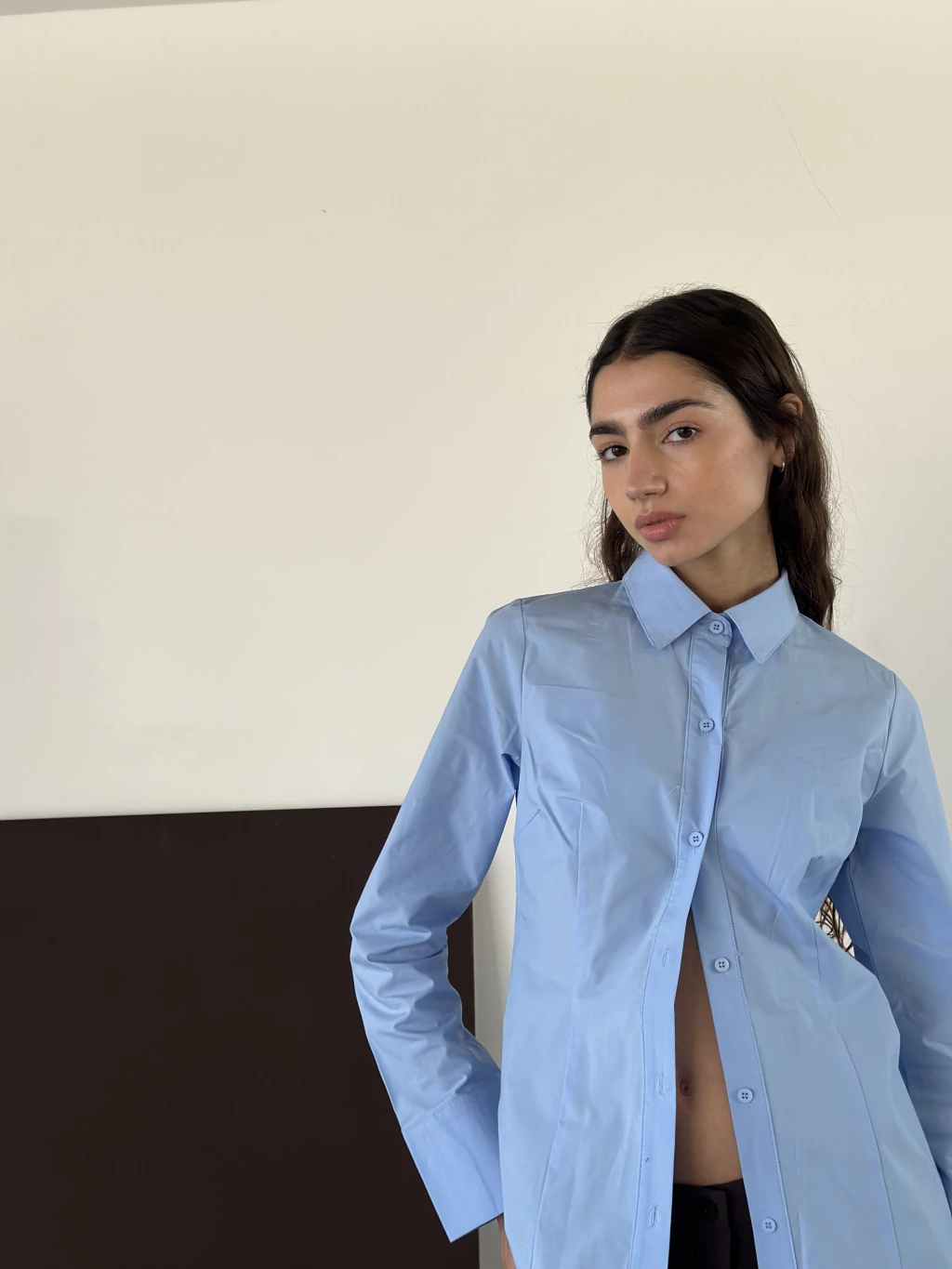 FW25 Camisa Clásica Entallada Celeste (AW25C044)