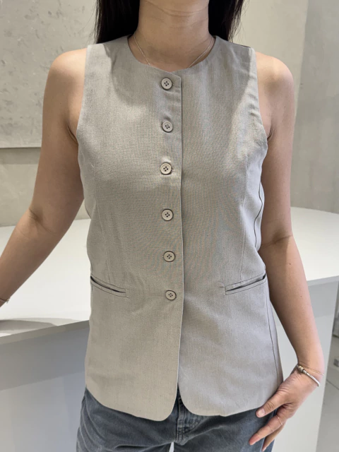 SS26 Chaleco Gracie Lino Visón (SS25CO30-MIL) - comprar online