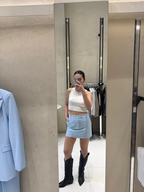 SS26 Pollera Mini Soul Celeste (SS26CO53-2-A) - comprar online