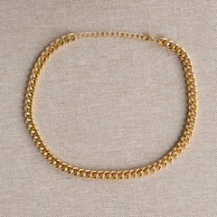 Choker Corrente Elos Grumet 7mm Banhada à Ouro 18k