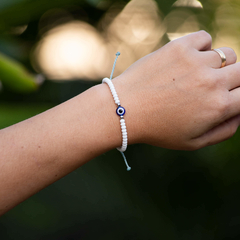 Pulseira Olho Grego Miçangas (branco)
