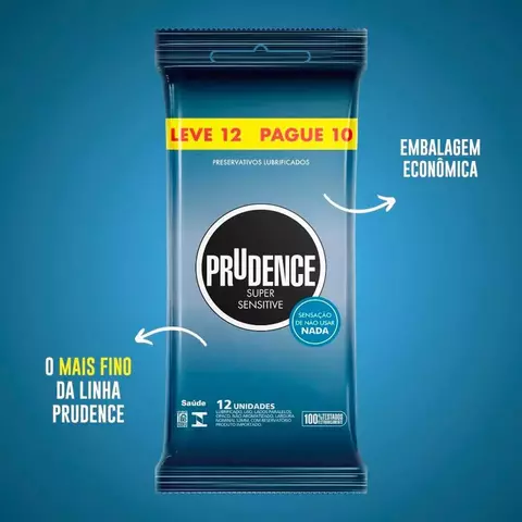 Camisinha Preservativo Prudence Super Sensitive Leve 12 Pague 10