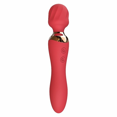 Meggan - Varinha Mágica Super Vibração - Aquecimento e Vibração nas duas extremidades - VERMELHO