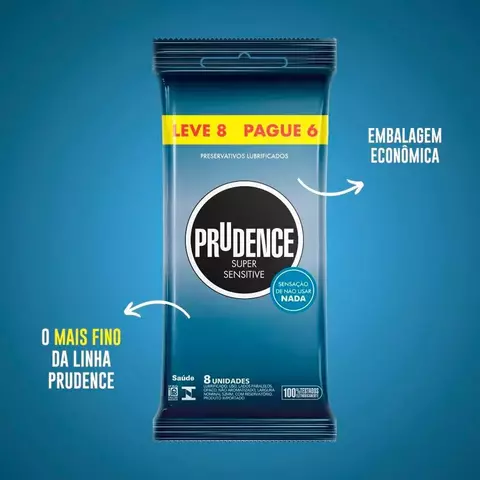 Camisinha Preservativo Prudence Super Sensitive Leve 8 Pague 6