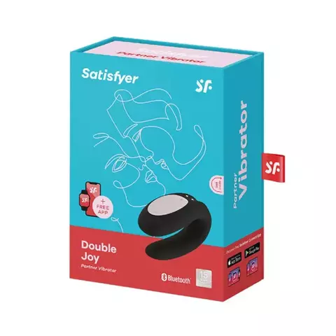 Satisfyer Double Joy Connect App Vibrador de Casal em Silicone com 10 Modos de Vibração PRETO
