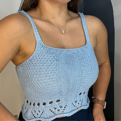 Cropped Tricô Azul - comprar online