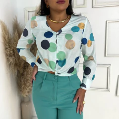 Camisa Bolinhas Verde Menta - loja online