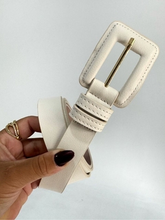 Cinto Fivela Retangular Off White