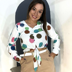Camisa Bolinhas Coloridas Rosa