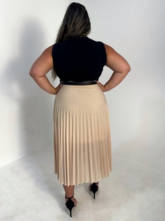 Saia Plissada Midi Nude - Mala e Cuia