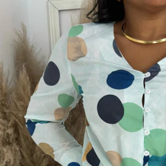 Camisa Bolinhas Verde Menta - Mala e Cuia