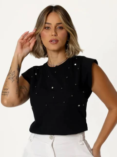 Blusa Muscle Tee Aplicações Preta
