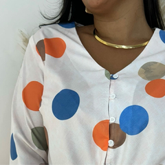 Camisa Bolinhas Laranja - Mala e Cuia