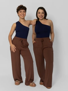 Calça Pantalona de Moletinho Ale Marrom - comprar online