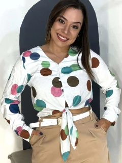 Camisa Bolinhas Coloridas Rosa