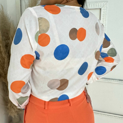 Camisa Bolinhas Laranja na internet