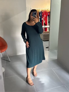 Vestido Manga Longa Verde Musgo - comprar online