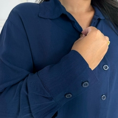 Camisa Alongada Básica Azul - Mala e Cuia