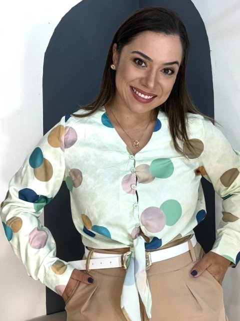Camisa Bolinhas Verde