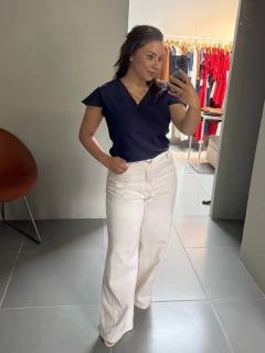 Blusa Decote V Jade Azul - comprar online