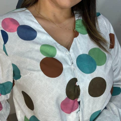 Camisa Bolinhas Coloridas Rosa - comprar online