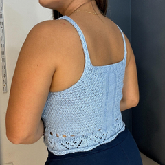Cropped Tricô Azul na internet