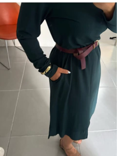 Vestido Manga Longa Verde Musgo - Mala e Cuia