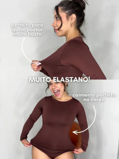 Body Decote Canoa Pris Marrom - comprar online