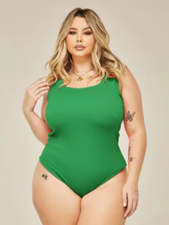 Body Decote Quadrado Anaruga Verde Plus Size
