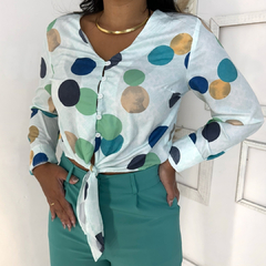 Camisa Bolinhas Verde Menta