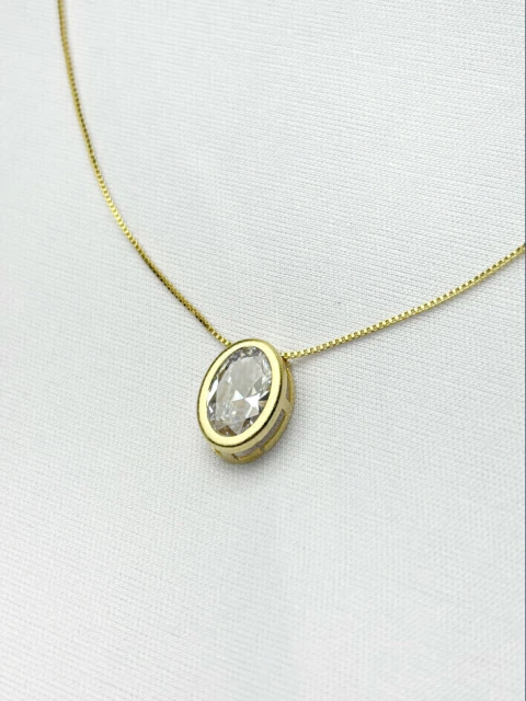 Colar Zircônia Oval
