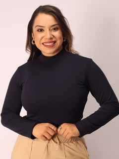 Blusa Manga Longa Gola Alta Leonor Preto - loja online