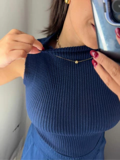 Blusa Tricot Garrafinha Azul na internet