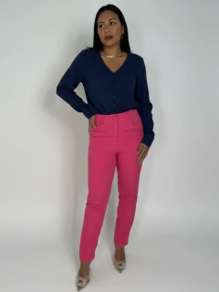 Calça Reta Alfaiataria Rosa
