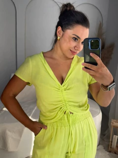 Conjunto Cropped e Calça Verde Lima - Mala e Cuia