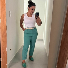Calça Reta Alfaiataria Verde - comprar online