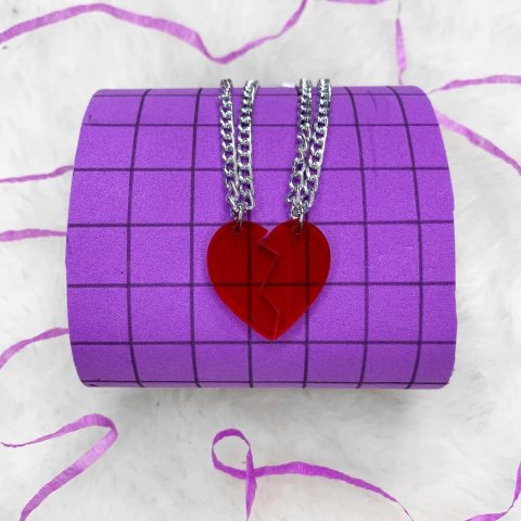 colar coração partido | amizade | namoro