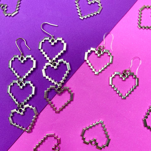 brinco coração pixel