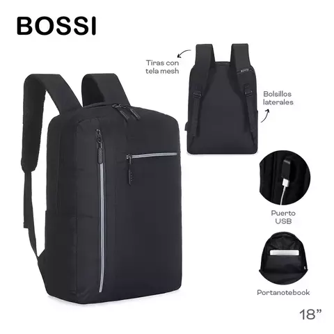 (16365) MOCHILA PORTANOTEBOOK C/CABLE Y PUERTO USB ESCOLAR BOSSI