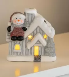 Adorno Papa Noel o Muñeco de Nieve - Casa Navideña con luz led a pilas