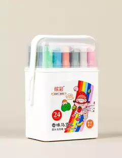FIBRAS / MARCADORES DOBLE PUNTA X 24 UNID CON ESTUCHE PLASTICO PARA TRANSPORTAR
