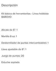 KIT BASICO DE HERRAMIENTAS BAROVO - comprar online