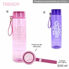 BOTELLA DE AGUA DEPORTIVA 500ML TAPA A ROSCA Y MANIJA BURLETE – TRENDY