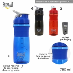 11481 BOTELLA DE AGUA DEPORTIVA GYM 760ML C/ MEZCLADOR DE ACERO -EVERLAST