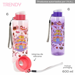 BOTELLA DE AGUA DEPORTIVA 600ML TAPA Y ROSCA, MANIJA BURLETE – TRENDY